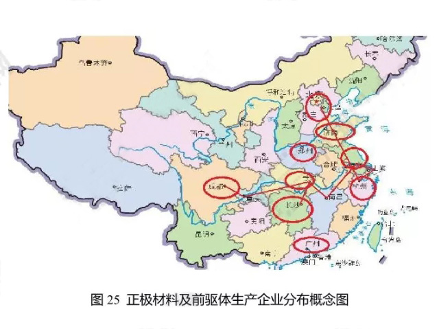 正極材料及前驅體生產(chǎn)企業(yè)分布概念圖